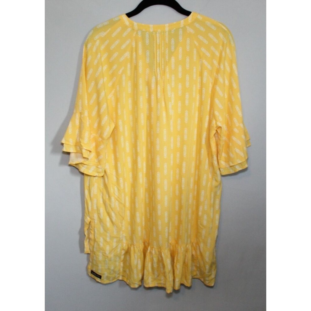 ✨2/$20 Matilda Jane Golden Hour Geometric Hi-Low Top Yellow Ruffle Blouse Small - Picture 5 of 6